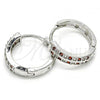Rhodium Plated Huggie Hoop, with Garnet and White Cubic Zirconia, Polished, Rhodium Finish, 02.266.0029.4.20
