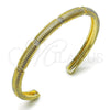 Oro Laminado Individual Bangle, Gold Filled Style with White Micro Pave, Polished, Golden Finish, 07.60.0010