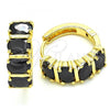 Oro Laminado Huggie Hoop, Gold Filled Style with Black Cubic Zirconia, Polished, Golden Finish, 02.316.0050.15