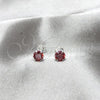 Sterling Silver Stud Earring, with Garnet Cubic Zirconia, Polished, Silver Finish, 02.392.0033