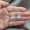 Sterling Silver Stud Earring, Flower Design, Polished, Silver Finish, 02.409.0029