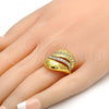 Oro Laminado Multi Stone Ring, Gold Filled Style with White Crystal, Polished, Golden Finish, 01.241.0002.08 (Size 8)