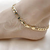 Oro Laminado Basic Anklet, Gold Filled Style Figaro Design, Polished, Golden Finish, 5.222.012.10