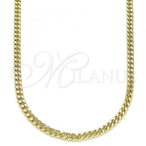 Oro Laminado Basic Necklace, Gold Filled Style Miami Cuban Design, Polished, Golden Finish, 04.213.0095.18