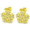 Sterling Silver Stud Earring, with White and White Cubic Zirconia, Polished, Golden Finish, 02.336.0109.2