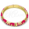 Oro Laminado Individual Bangle, Gold Filled Style Pink Enamel Finish, Golden Finish, 07.240.0002.1.05 (10 MM Thickness, Size 5 - 2.50 Diameter)