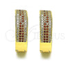 Oro Laminado Huggie Hoop, Gold Filled Style with Garnet and White Micro Pave, Polished, Golden Finish, 02.195.0072.1.25