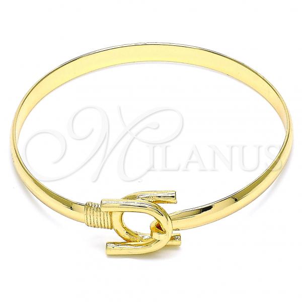 Oro Laminado Individual Bangle, Gold Filled Style Horseshoe Design, Polished, Golden Finish, 07.192.0010.04