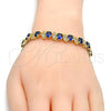 Oro Laminado Tennis Bracelet, Gold Filled Style with Sapphire Blue and White Cubic Zirconia, Polished, Golden Finish, 03.206.0007.5.07