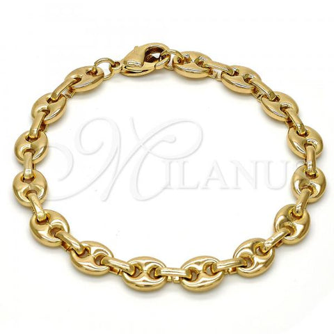 Oro Laminado Fancy Anklet, Gold Filled Style Puff Mariner Design, Polished, Golden Finish, 04.63.1311.08