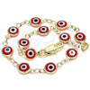 Oro Laminado Fancy Bracelet, Gold Filled Style Evil Eye Design, Red Resin Finish, Golden Finish, 5.039.006.08