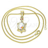 Oro Laminado Pendant Necklace, Gold Filled Style Turtle Design, with Aurore Boreale and White Crystal, Polished, Golden Finish, 04.351.0010.20
