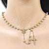 Oro Laminado Medium Rosary, Gold Filled Style Guadalupe and Crucifix Design, Polished, Golden Finish, 09.213.0012.24
