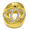 Oro Laminado Multi Stone Ring, Gold Filled Style Chunky Design, with White Crystal, Polished, Golden Finish, 01.241.0001.10 (Size 10)