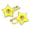 Oro Laminado Huggie Hoop, Gold Filled Style Star Design, Yellow Enamel Finish, Golden Finish, 02.362.0003.2.12