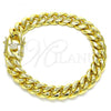 Oro Laminado Basic Bracelet, Gold Filled Style Miami Cuban Design, Polished, Golden Finish, 03.278.0002.08