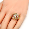 Oro Laminado Multi Stone Ring, Gold Filled Style with White Cubic Zirconia, Polished, Golden Finish, 01.210.0028.1.08 (Size 8)