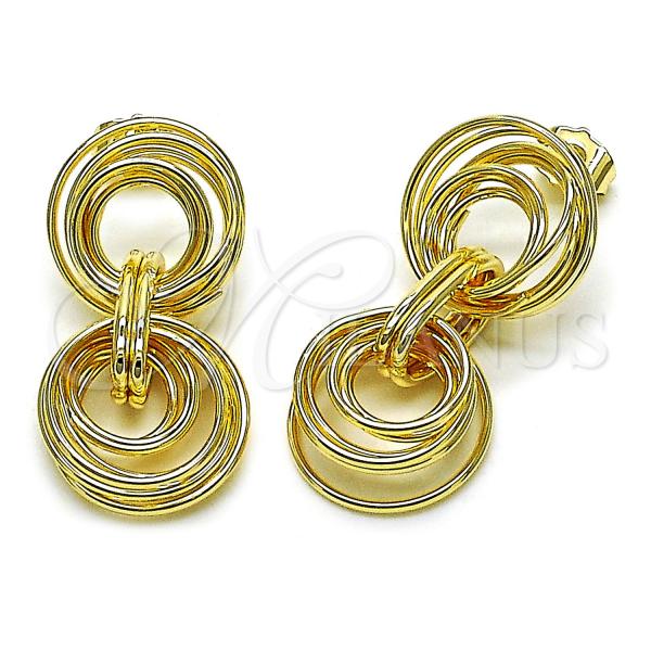 Oro Laminado Long Earring, Gold Filled Style Polished, Golden Finish, 02.385.0073