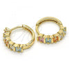 Oro Laminado Huggie Hoop, Gold Filled Style with Multicolor Cubic Zirconia, Polished, Golden Finish, 02.210.0073.15