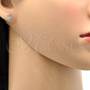 Oro Laminado Stud Earring, Gold Filled Style with White Crystal, Polished, Golden Finish, 02.63.2496 *PROMO*