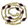 Oro Laminado Fancy Necklace, Gold Filled Style with Black Crystal, Polished, Golden Finish, 03.64.0132.18