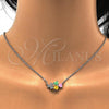 Rhodium Plated Pendant Necklace, Heart Design, with Multicolor Cubic Zirconia, Polished, Rhodium Finish, 04.213.0034.3.16