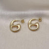 Oro Laminado Stud Earring, Gold Filled Style Puff Mariner Design, Polished, Golden Finish, 02.163.0224