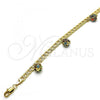 Oro Laminado Charm Bracelet, Gold Filled Style with Multicolor Crystal, Polished, Golden Finish, 03.63.2074.1.08