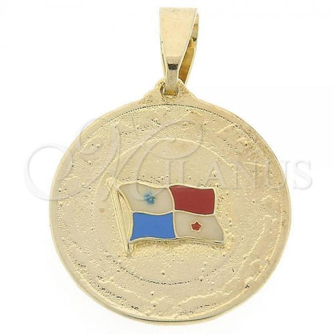 Oro Laminado Fancy Pendant, Gold Filled Style Enamel Finish, Golden Finish, 05.16.0154