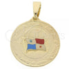 Oro Laminado Fancy Pendant, Gold Filled Style Enamel Finish, Golden Finish, 05.16.0154