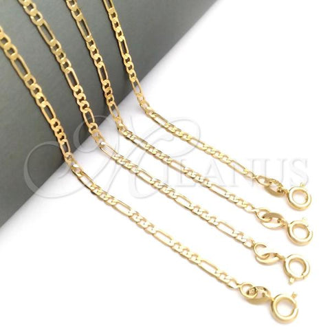 Oro Laminado Basic Necklace, Gold Filled Style Figaro Design, Polished, Golden Finish, 04.58.0022.20