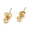 Oro Laminado Stud Earring, Gold Filled Style Ball Design, Polished, Golden Finish, 5.128.008