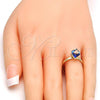 Oro Laminado Multi Stone Ring, Gold Filled Style with Bermuda Blue Swarovski Crystals, Polished, Golden Finish, 01.239.0003.7 (One size fits all)