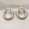 Oro Laminado Small Hoop, Gold Filled Style Hollow Design, Diamond Cutting Finish, Golden Finish, 02.213.0812.25