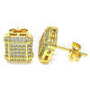 Oro Laminado Stud Earring, Gold Filled Style with White Micro Pave, Polished, Golden Finish, 02.342.0034