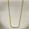 Oro Laminado Basic Necklace, Gold Filled Style Singapore Design, Polished, Golden Finish, 04.213.0225.24