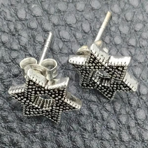 Sterling Silver Stud Earring, Star of David Design, Polished, Silver Finish, 02.399.0011