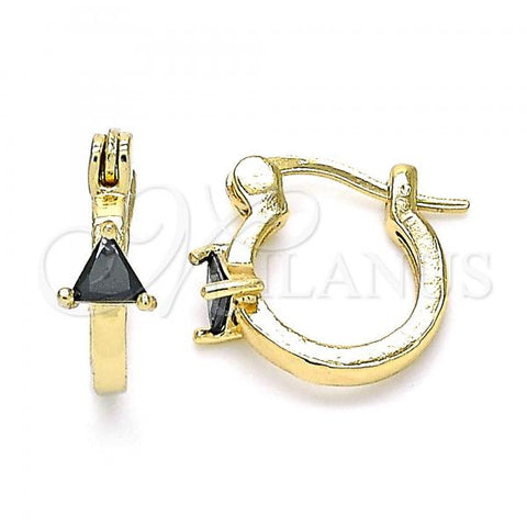 Oro Laminado Small Hoop, Gold Filled Style with Black Cubic Zirconia, Polished, Golden Finish, 02.210.0501.5.12