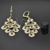 Oro Laminado Chandelier Earring, Gold Filled Style Flower Design, with White Cubic Zirconia, Diamond Cutting Finish, Golden Finish, 5.080.005