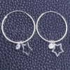 Sterling Silver Small Hoop, Star Design, with White Cubic Zirconia, Polished, Silver Finish, 02.401.0049.25