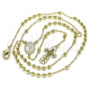 Oro Laminado Thin Rosary, Gold Filled Style Jesus and Cross Design, Polished, Golden Finish, 09.213.0040.18