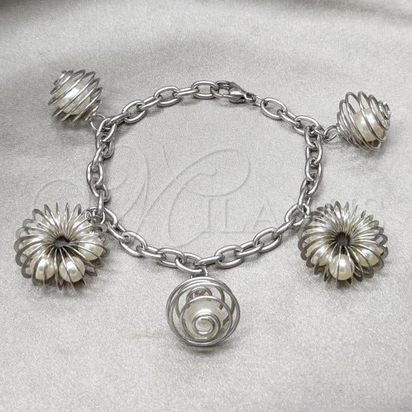Stainless Steel Fancy Bracelet, with Ivory Pearl, Polished, Steel Finish, 03.63.22127.08