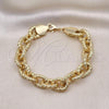 Oro Laminado Fancy Bracelet, Gold Filled Style Rolo Design, Diamond Cutting Finish, Golden Finish, 03.331.0221.09