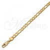 Oro Laminado Basic Anklet, Gold Filled Style Figaro Design, Polished, Golden Finish, 5.222.014.10
