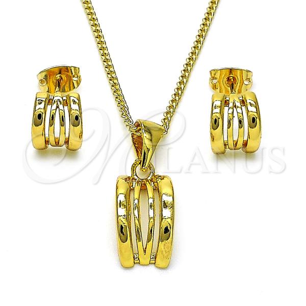 Oro Laminado Earring and Pendant Adult Set, Gold Filled Style Polished, Golden Finish, 10.342.0171