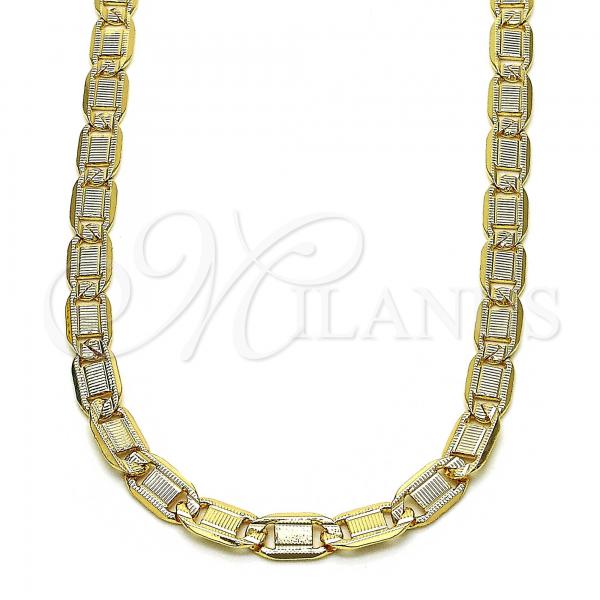 Oro Laminado Basic Necklace, Gold Filled Style Mariner Design, Diamond Cutting Finish, Golden Finish, 04.319.0009.1.24