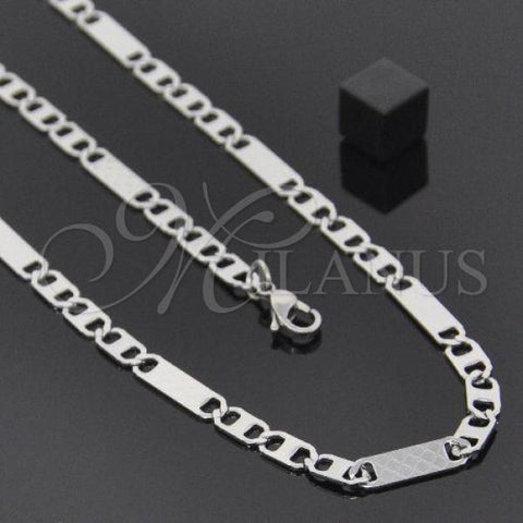 Stainless Steel Necklace and Bracelet, Mariner Design, Steel Finish, LM92102