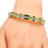 Gold Tone Individual Bangle, with White Crystal, Polished, Golden Finish, 07.252.0019.05.GT (08 MM Thickness, Size 5 - 2.50 Diameter)