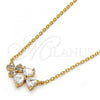 Oro Laminado Pendant Necklace, Gold Filled Style Heart Design, with White Cubic Zirconia, Polished, Golden Finish, 04.213.0034.16
