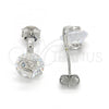 Sterling Silver Stud Earring, with White Cubic Zirconia, Polished, Rhodium Finish, 02.186.0111